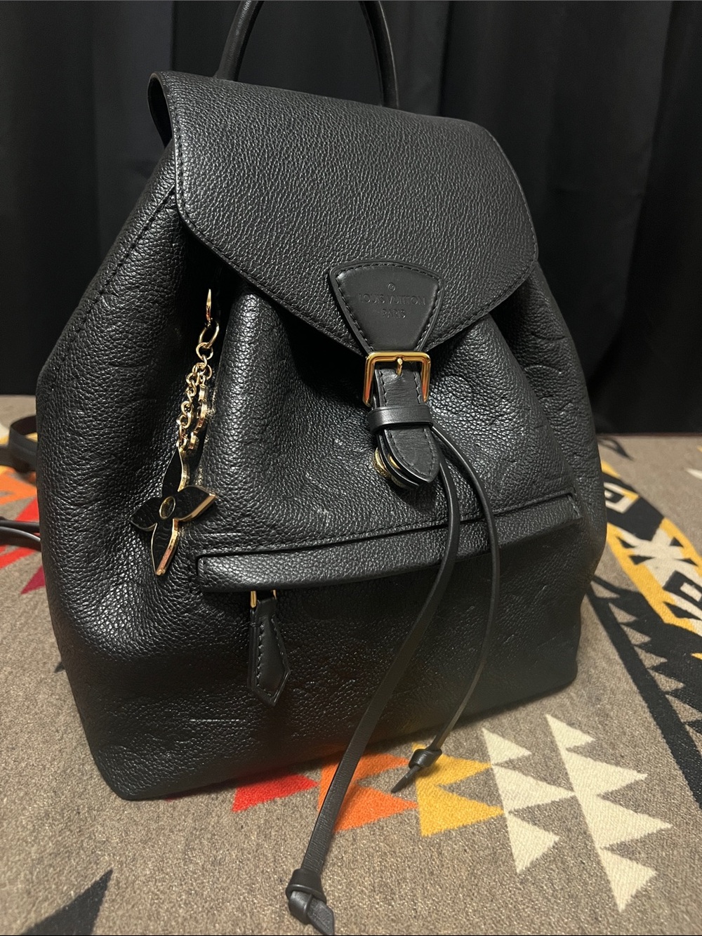 Louis Vuitton Black Pebbled Leather Backpack